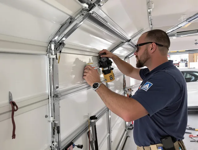 Jurupa Valley Garage Door Repair technician quieting a noisy garage door in Jurupa Valley