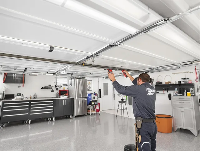 Overhead garage door repair service by Jurupa Valley Garage Door Repair in Jurupa Valley
