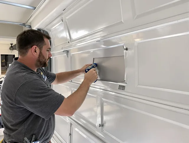 Garage door panel repair by Jurupa Valley Garage Door Repair in Jurupa Valley