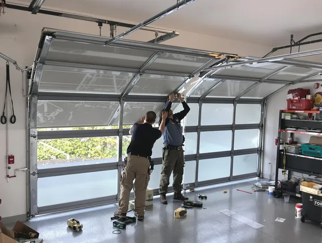 Jurupa Valley Garage Door Repair expert performing precise panel replacement on Jurupa Valley garage door