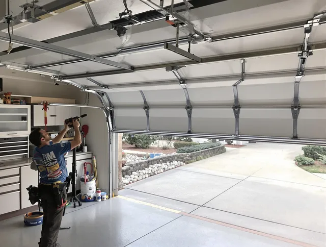 Garage door track repair service by Jurupa Valley Garage Door Repair in Jurupa Valley